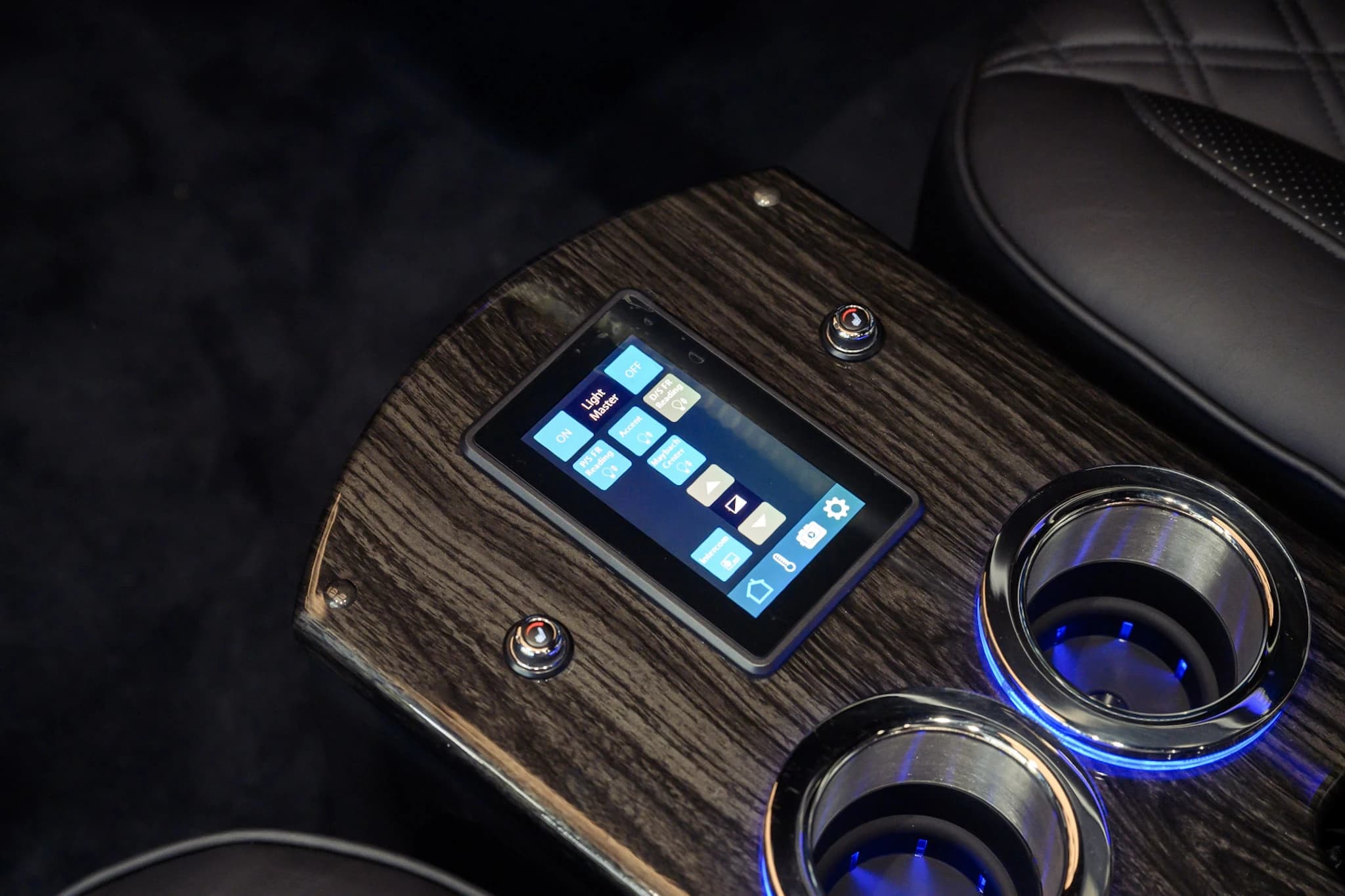 Control lighting, temperature, and media with a sleek touchscreen console — putting a first-class travel experience at your fingertips.