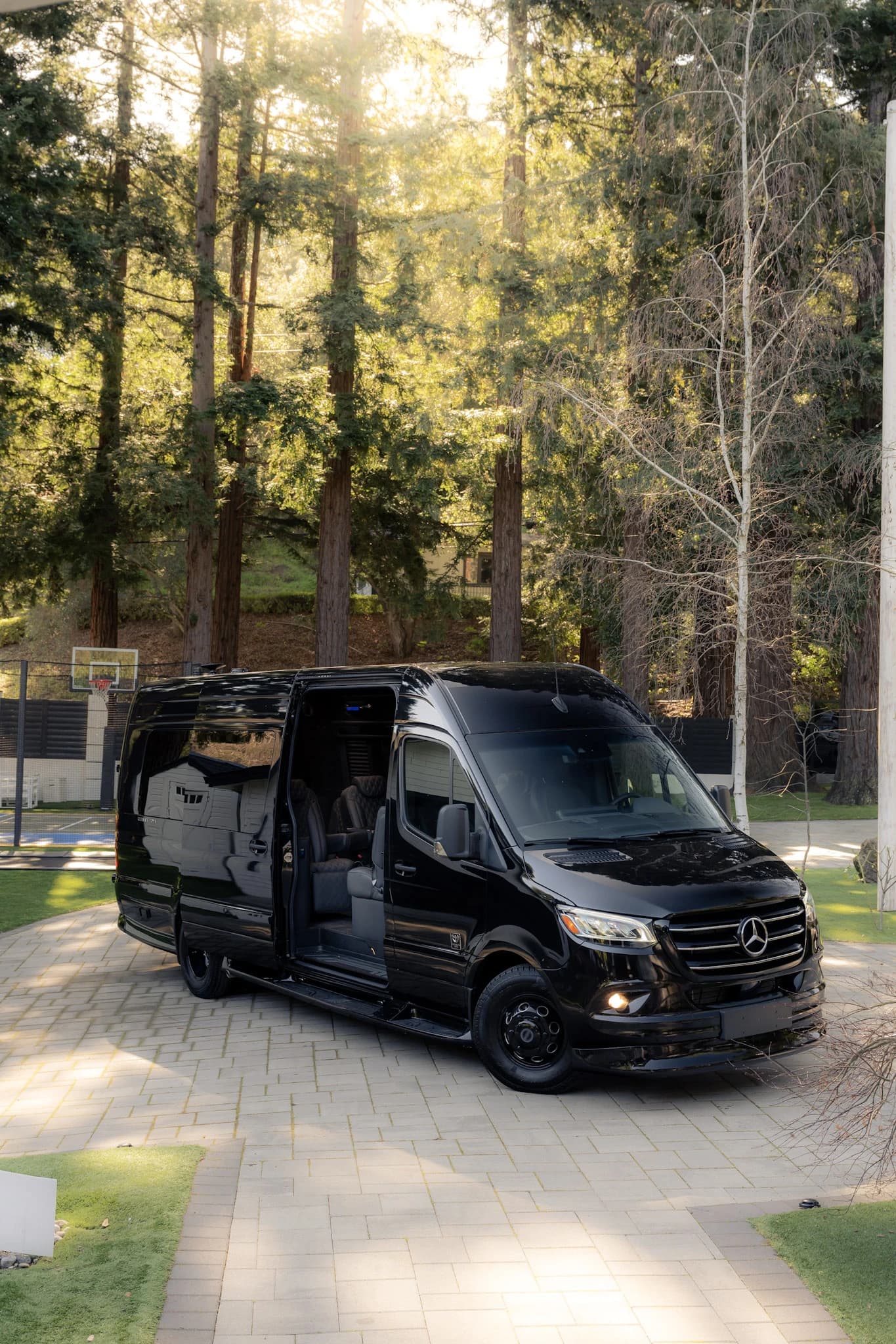 Open-door entry makes boarding easier for private Sprinter rides, airport transfers, and group travel.